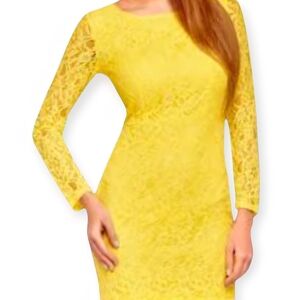 Forever 21 Vibrant Yellow Lace Long Sleeve Dress